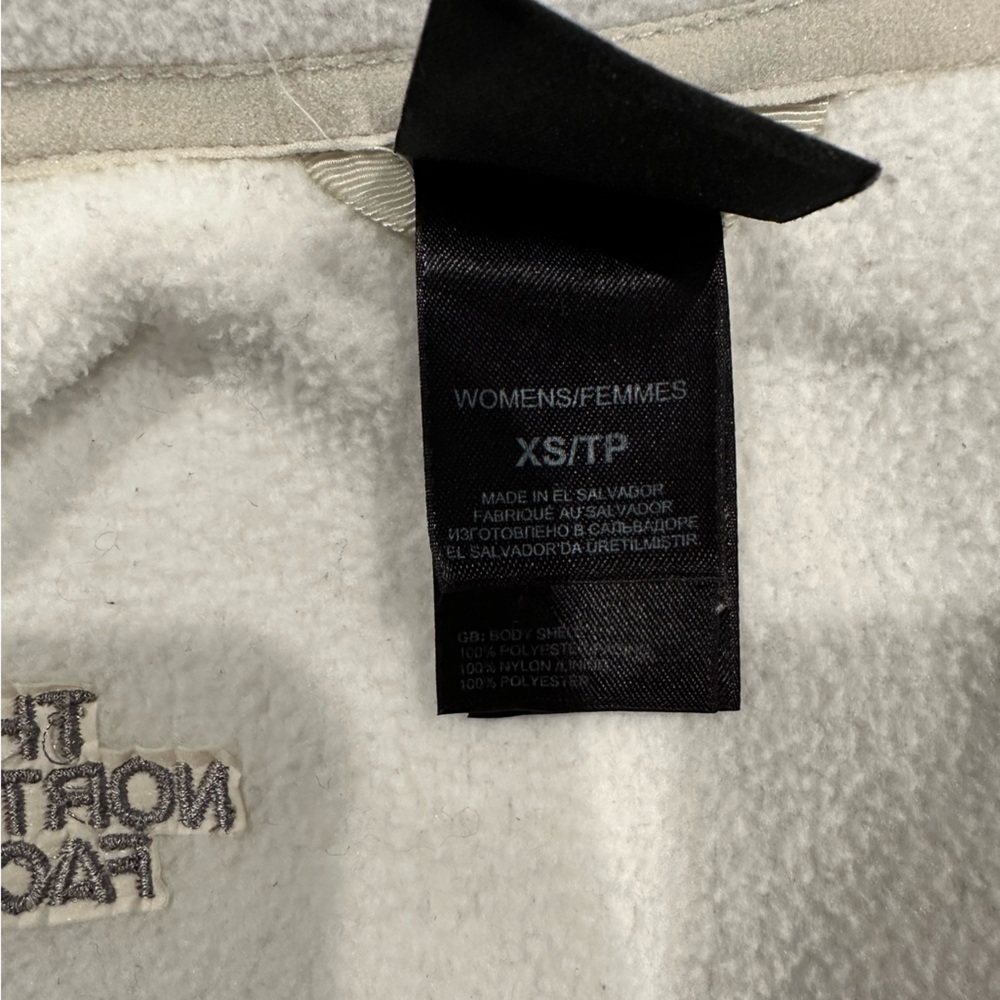 The North Face Womens Khumbu Fleece Jacket White Gray Pockets Toggle Elastic XS - Picture 7 of 8